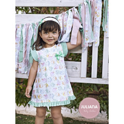 Vestido infantil con lazo y estampado de peces