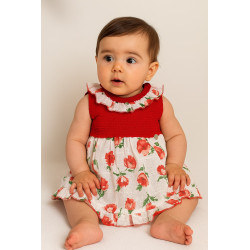 Vestido bebé Juliana rojo con flores – Primavera Verano