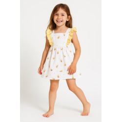 Vestido Niña Abejitas con Volantes Cuadro Vichy