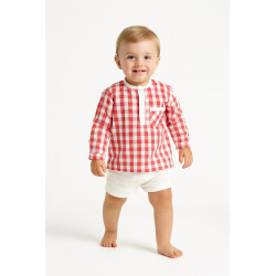 Conjunto Bebé Niño 24 Meses marca Juliana vistiendo bebés | Cuadros Rojos y Pantalón Blanco