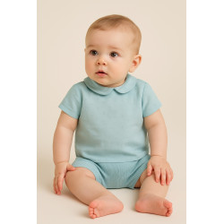 Conjunto bebé niño Mayoral verde agua – Camiseta y short de tricotosa
