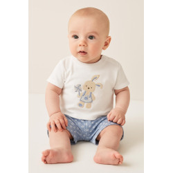 Conjunto bebé niño Mayoral con camiseta conejito y short azul estampado