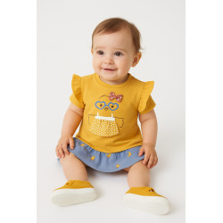 Conjunto bebé niña amarillo con pollitos