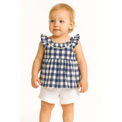 Conjunto bebé niña vichy con short blanco – Estilo clásico y fresco
