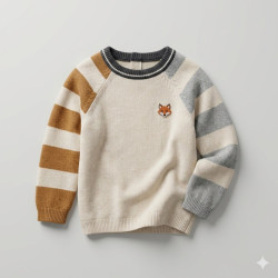 Jersey de bebé MAYORAL de punto suave con bordado de zorro y mangas a rayas. Cómodo, cálido y perfecto para otoño e invierno.