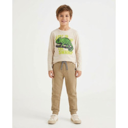 Conjunto de niño con camiseta de algodón con camaleón y pantalón